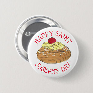 Happy Saint Joseph's Day Italian Pastry Zeppole 6 Cm Round Badge