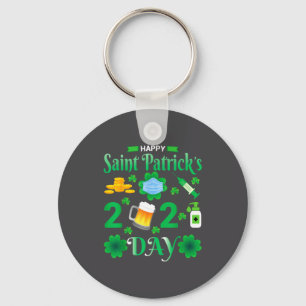 Happy Saint Patrick's Day 2024 Irish Shamrock Face Key Ring