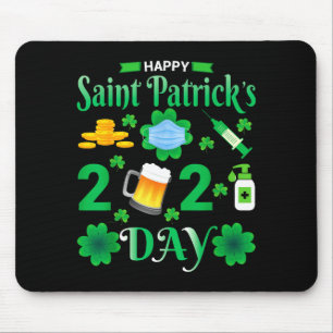 Happy Saint Patrick's Day 2024 Irish Shamrock Face Mouse Pad