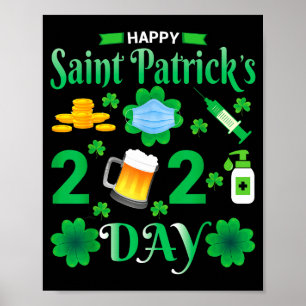 Happy Saint Patrick's Day 2024 Irish Shamrock Face Poster