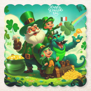 Happy Saint Patrick's Day colorful Paper Coaster