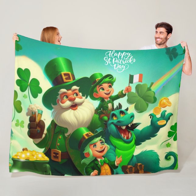 Happy Saint Patrick's Day colourful Fleece Blanket (In Situ)