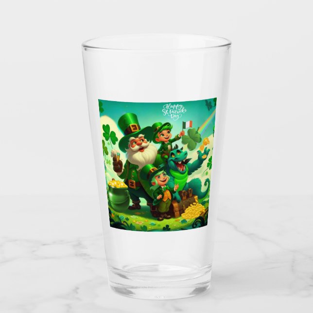 Happy Saint Patrick's Day colourful Glass (Front)