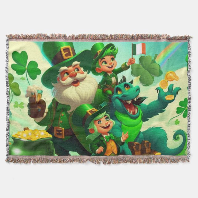 Happy Saint Patrick's Day colourful Throw Blanket (Front)