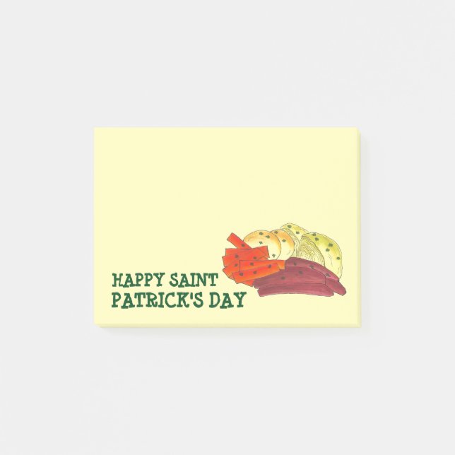 Happy Saint Patrick's Day Corned Beef and Cabbage Post-it Notes (Front)