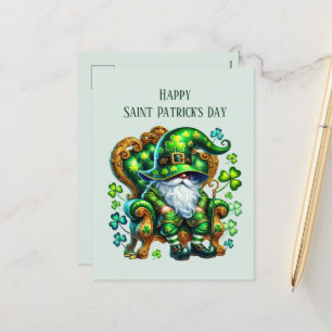 Happy Saint Patrick's Day gnome add text Holiday Postcard