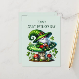 Happy Saint Patrick's Day gnome add text Holiday Postcard