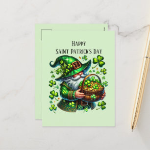 Happy Saint Patrick's Day gnome Holiday Postcard