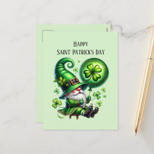 Happy Saint Patrick's Day gnome Holiday Postcard