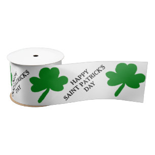 Happy Saint Patrick's Day Green Shamrocks 3 INCH Satin Ribbon