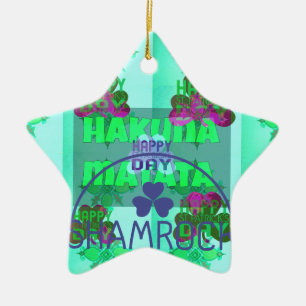 Happy Saint Patrick's Day Hakuna Matata Art Print Ceramic Tree Decoration