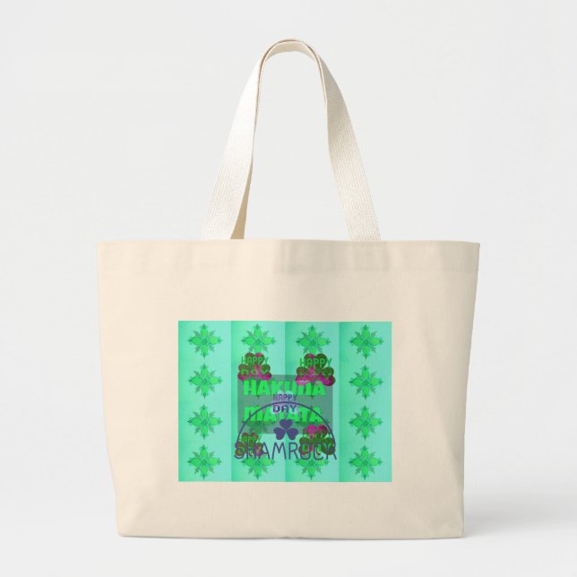 Happy Saint Patrick's Day Hakuna Matata Art Print Large Tote Bag (Front)