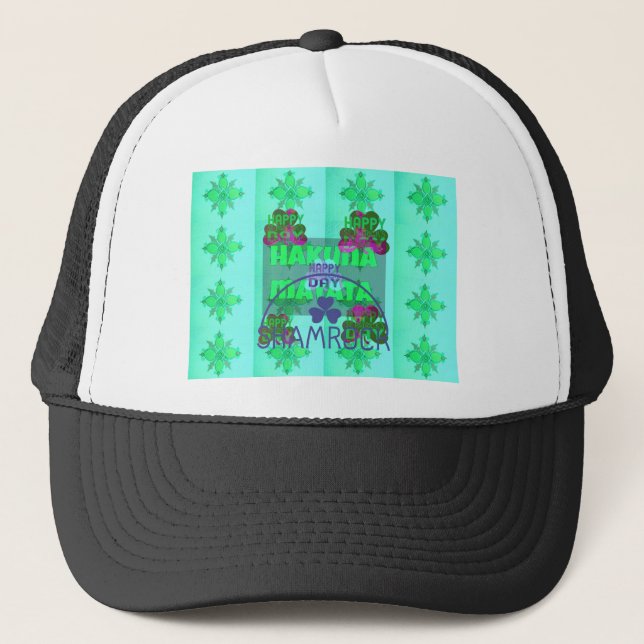 Happy Saint Patrick's Day Hakuna Matata Art Print Trucker Hat (Front)