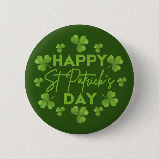 Happy Saint Patrick's Day Irish Colourful Shamrock 6 Cm Round Badge (Front)