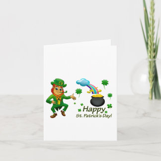 Happy Saint Patrick's Day Leprechaun Rainbow Card