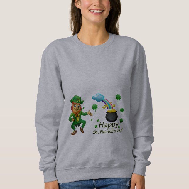 Happy Saint Patrick's Day Leprechaun Rainbow  Sweatshirt (Front)