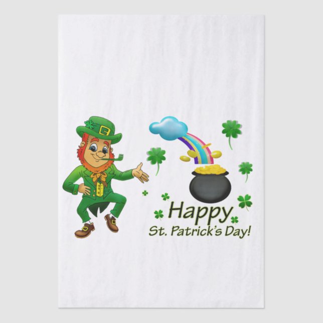 Happy Saint Patrick's Day Leprechaun Rainbow  Tissue Paper (Front)