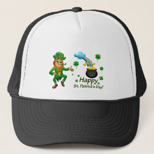 Happy Saint Patrick's Day Leprechaun Rainbow  Trucker Hat