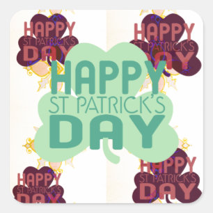 Happy Saint Patrick's Day Lovely Art Print Square Sticker