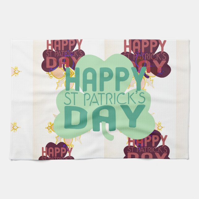 Happy Saint Patrick's Day Lovely Art Print Tea Towel (Horizontal)