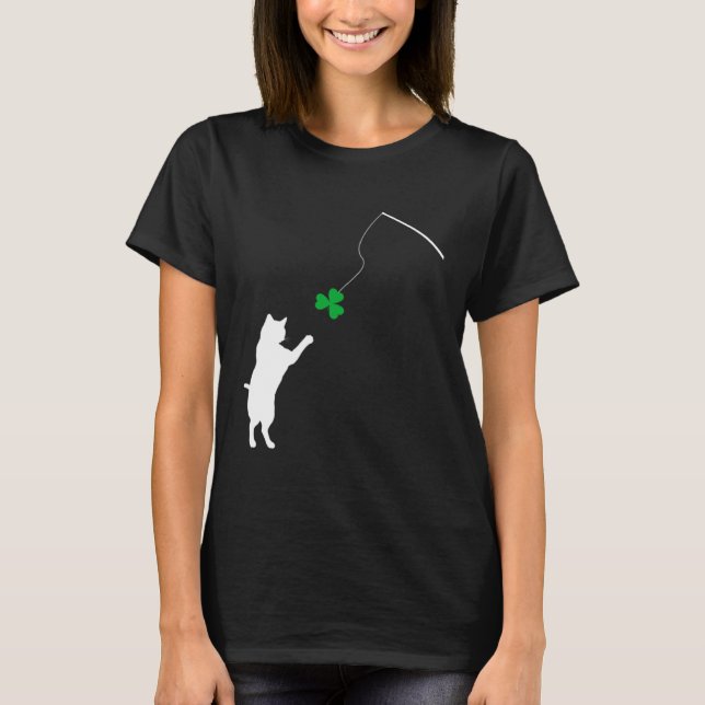 Happy Saint Patrick's Day Shamrock Cat Tee Shamroc (Front)