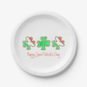 Happy Saint Patrick's Day Shamrock Cookie Plates