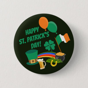 Happy Saint Patrick's Day symbols and traditions B 6 Cm Round Badge