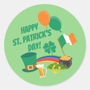 Happy Saint Patrick's Day symbols and traditions Classic Round Sticker