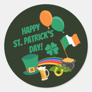 Happy Saint Patrick's Day symbols and traditions Classic Round Sticker