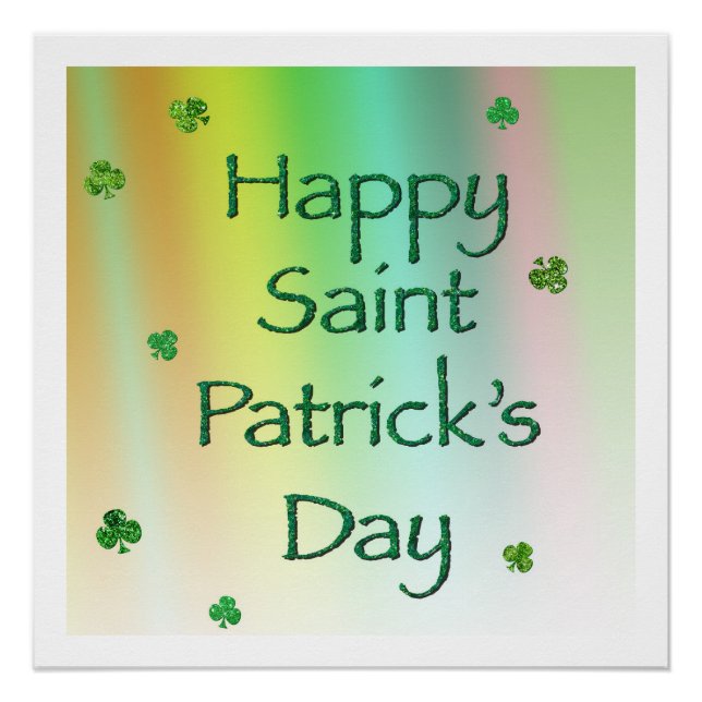 Happy Saint Patrick's Day with Clovers Poster (Front)