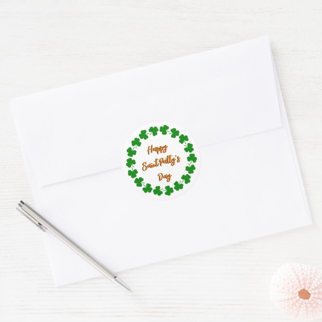 Happy Saint Patty's Day Classic Round Sticker (Envelope)