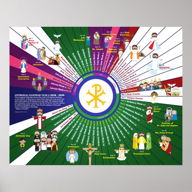 Happy Saints Liturgical Calendar 2026 Year A Poster (Front)