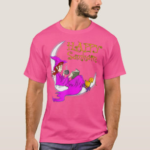 Happy Samhain Purple Witch books coffee cats moon T-Shirt