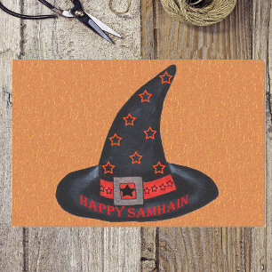 Happy Samhain Witch Hat Stars Magic Wiccan Tissue Paper