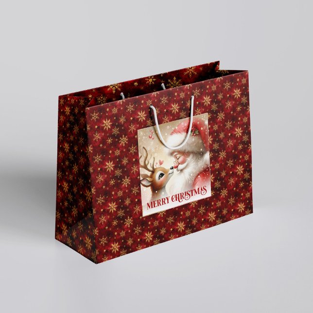 Happy Santa and Rudolph Christmas Cartoon Gift Bag (Happy Santa and Rudolph Christmas Cartoon Gift Bag)