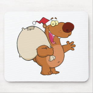 Happy Santa Bear Waving A Greeting Mouse Pad