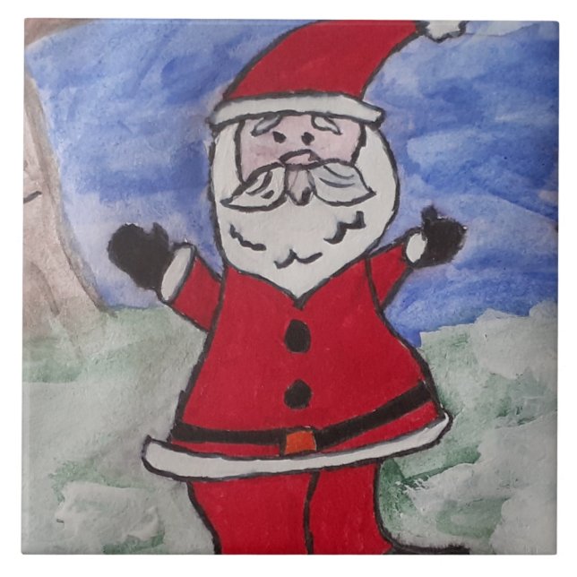 Happy Santa Ceramic Tile (Front)