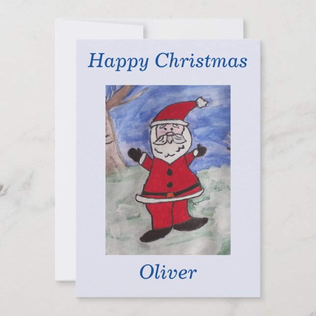 Happy Santa Christmas Flat Card (Front)