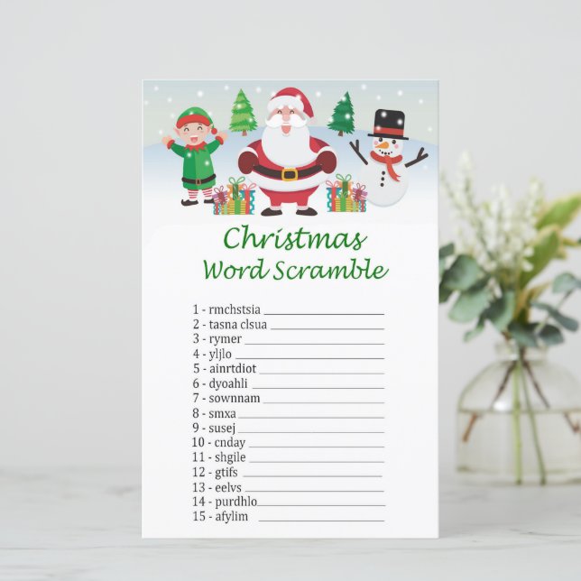 Happy santa claus christmas word scramble game (Standing Front)