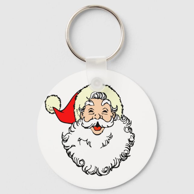 Happy Santa Claus Face Cartoon Key Ring (Front)