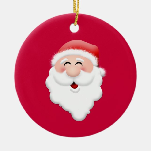 Happy Santa Claus Face Ceramic Tree Decoration (Front)