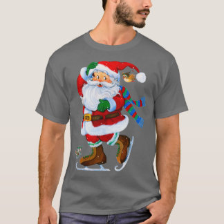 happy Santa Claus Ice Skating christmas T-Shirt