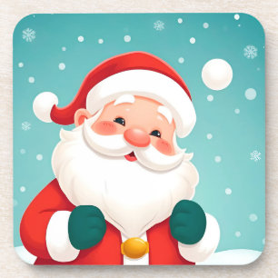 Happy Santa Claus in Snowy Winter Scene Coaster