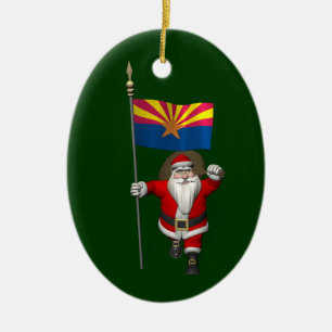 Happy Santa Claus On The Way To Arizona Ceramic Tree Decoration