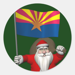 Happy Santa Claus On The Way To Arizona Classic Round Sticker