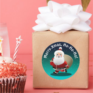 Happy Santa Claus With A Sack Full Of Gifts Classic Round Sticker