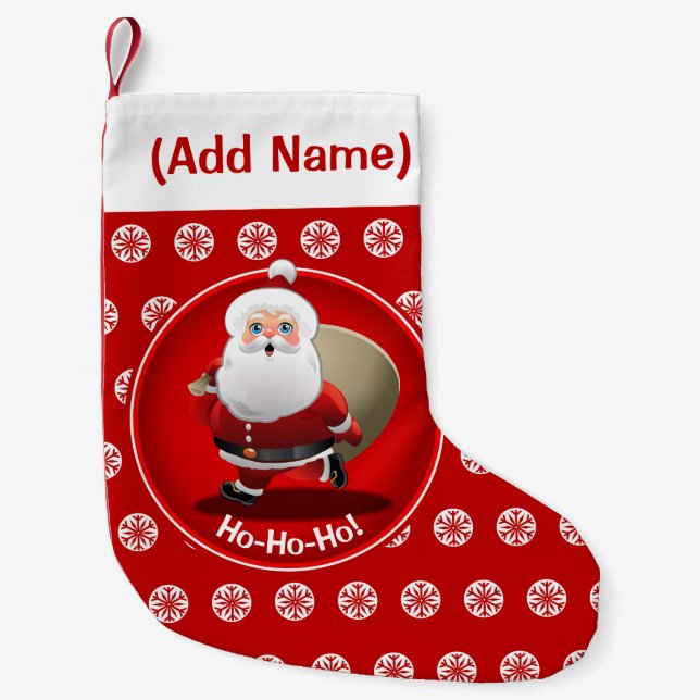 Happy Santa Claus With A Sack Full Of Gifts Small Christmas Stocking (Front)