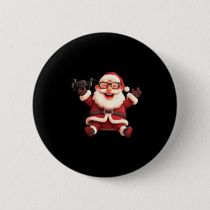 Happy Santa Claus With Drone For Lots And Drones L 6 Cm Round Badge
