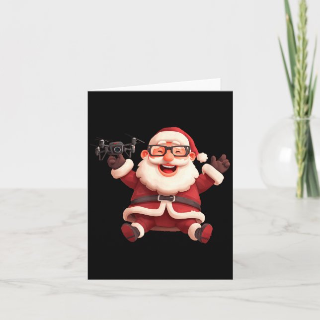Happy Santa Claus With Drone For Lots And Drones L Card (Front)