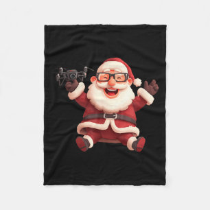 Happy Santa Claus With Drone For Lots And Drones L Fleece Blanket